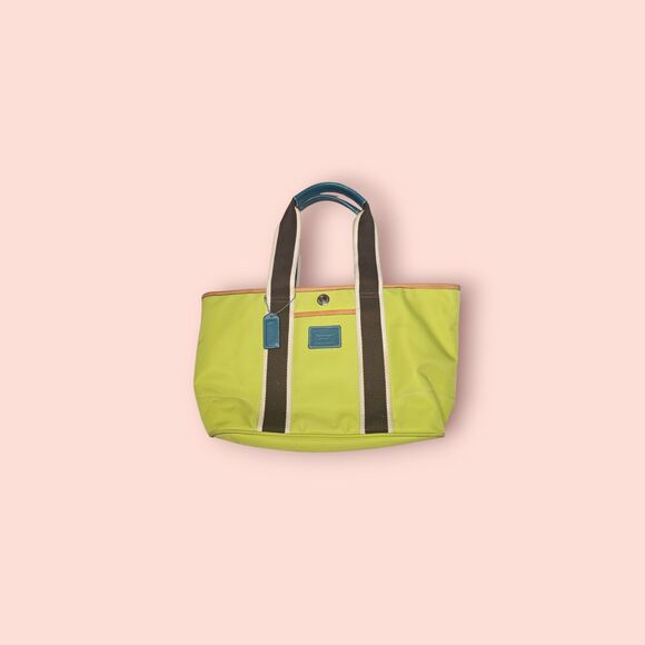 Coach Handbags - Coach Hampton Weekend Tote Lime Green Chartreuse Nylon Y2K Tote Bag C04K-6261